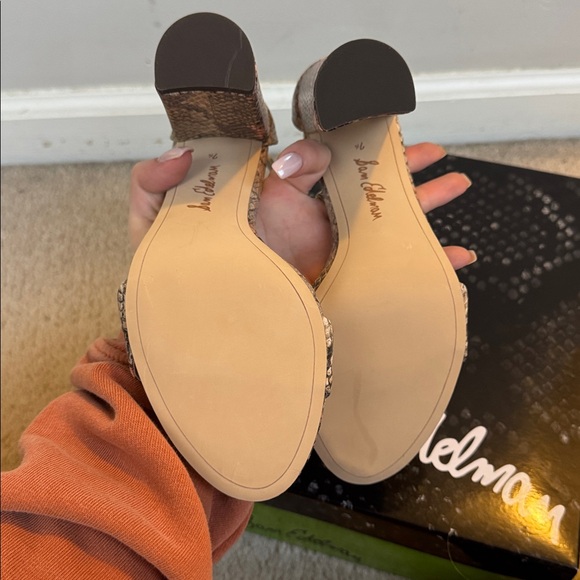 Brand New Sam Edelman Women's Snakeskin Heels - Tan and Pink - Picture 3 of 5